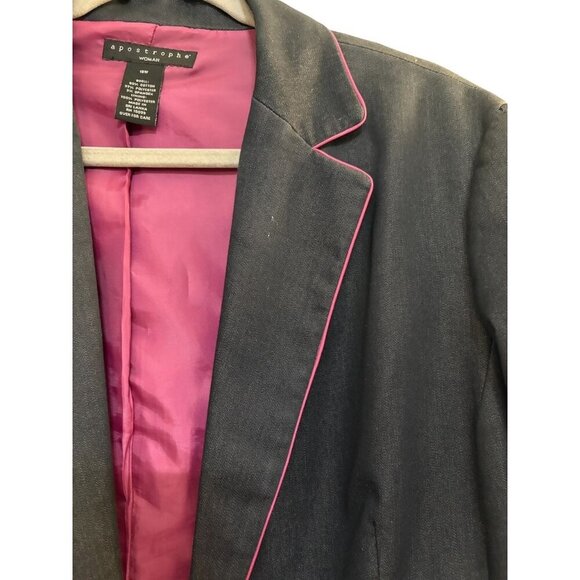 Apostrophe Women's Dark Blazer With Pink Piping & Lining 18W - Picture 6 of 8